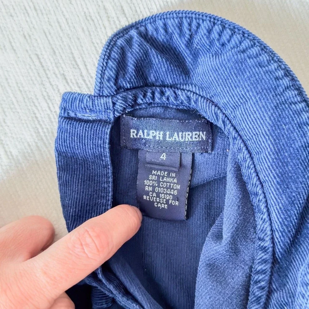 Girl's Size 4 Navy Corduroy Ralph Lauren Dress